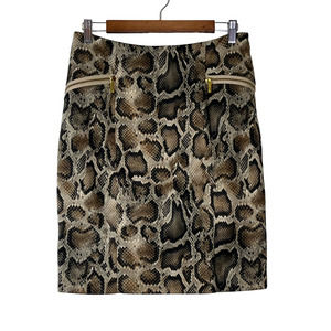 Michael Kors MK Black Brown Snake Print Straight Pencil Skirt Size 8P